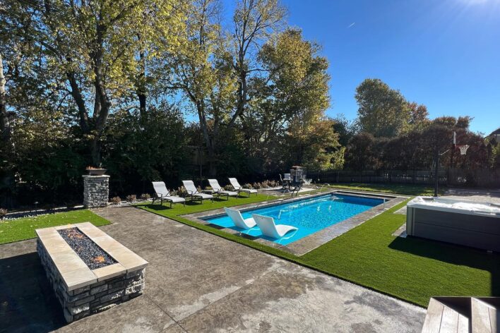 residential artificial grass lawn poolside