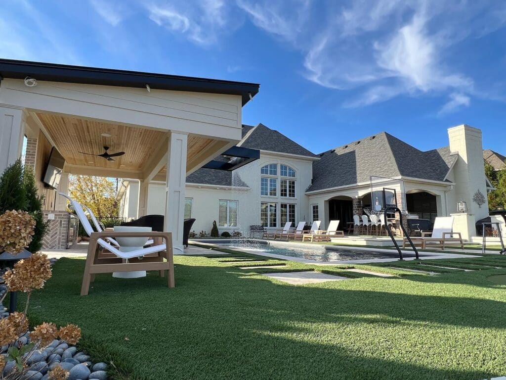Backyard artificial grass landscape installed by SYNLawn
