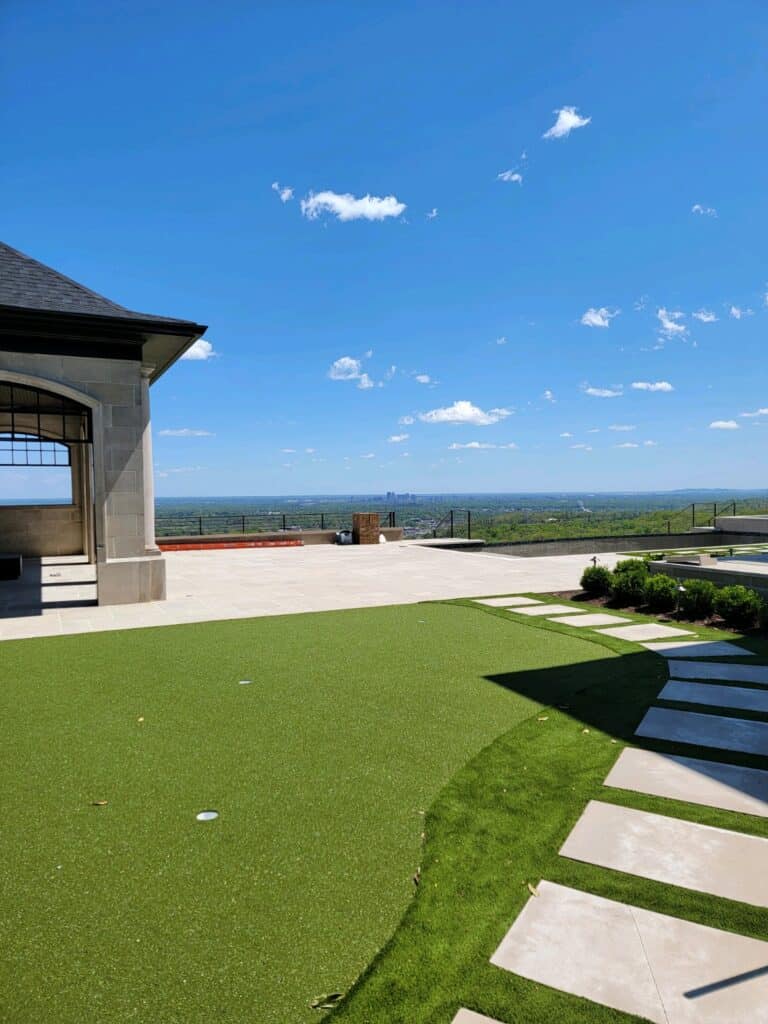Artificial grass patio installed by SYNLawn
