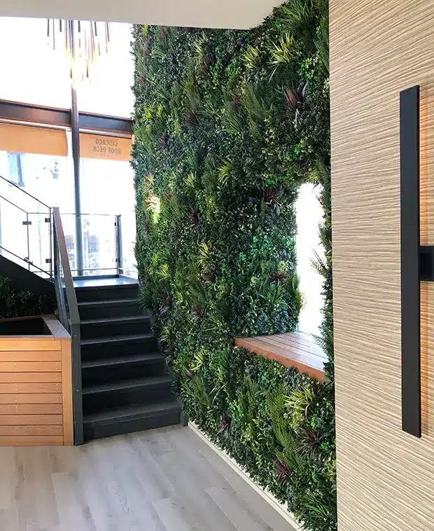 Artificial green wall installed in office