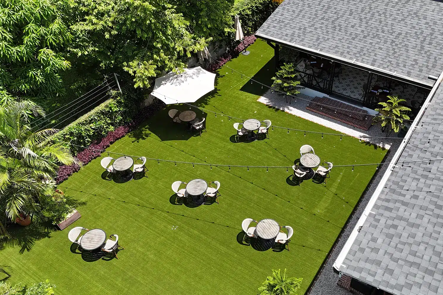 Artificial grass dining area from SYNLawn